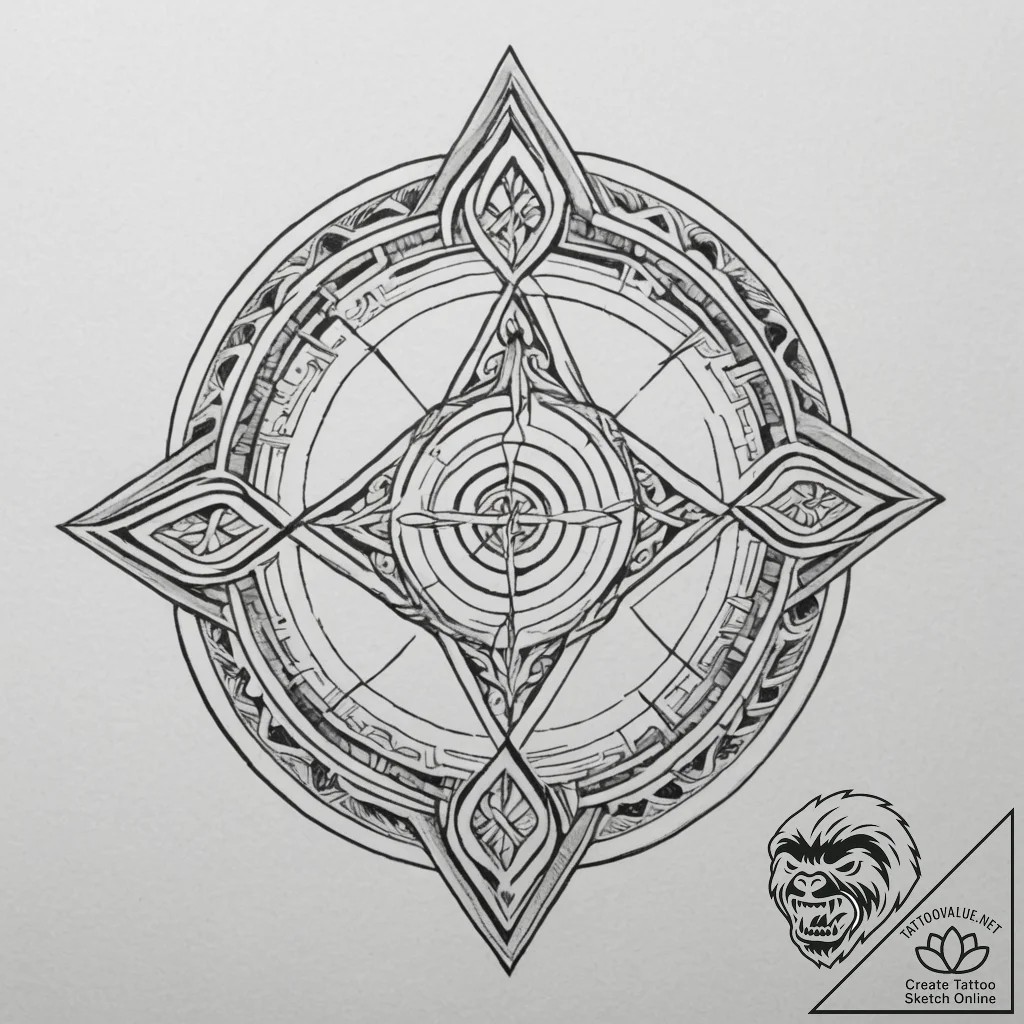 132. tattoo design: a "klad" rune with intric... - tattoo sketch (№1754625318_0, 08.08.2025 03:55) — tattoovalue.net