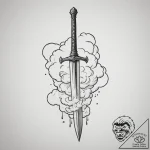 A sword piercing a cloud, tattoo drawing outl… – tattoo sketch (№1754625524_0, 08.08.2025 03:58) — tattoovalue.net