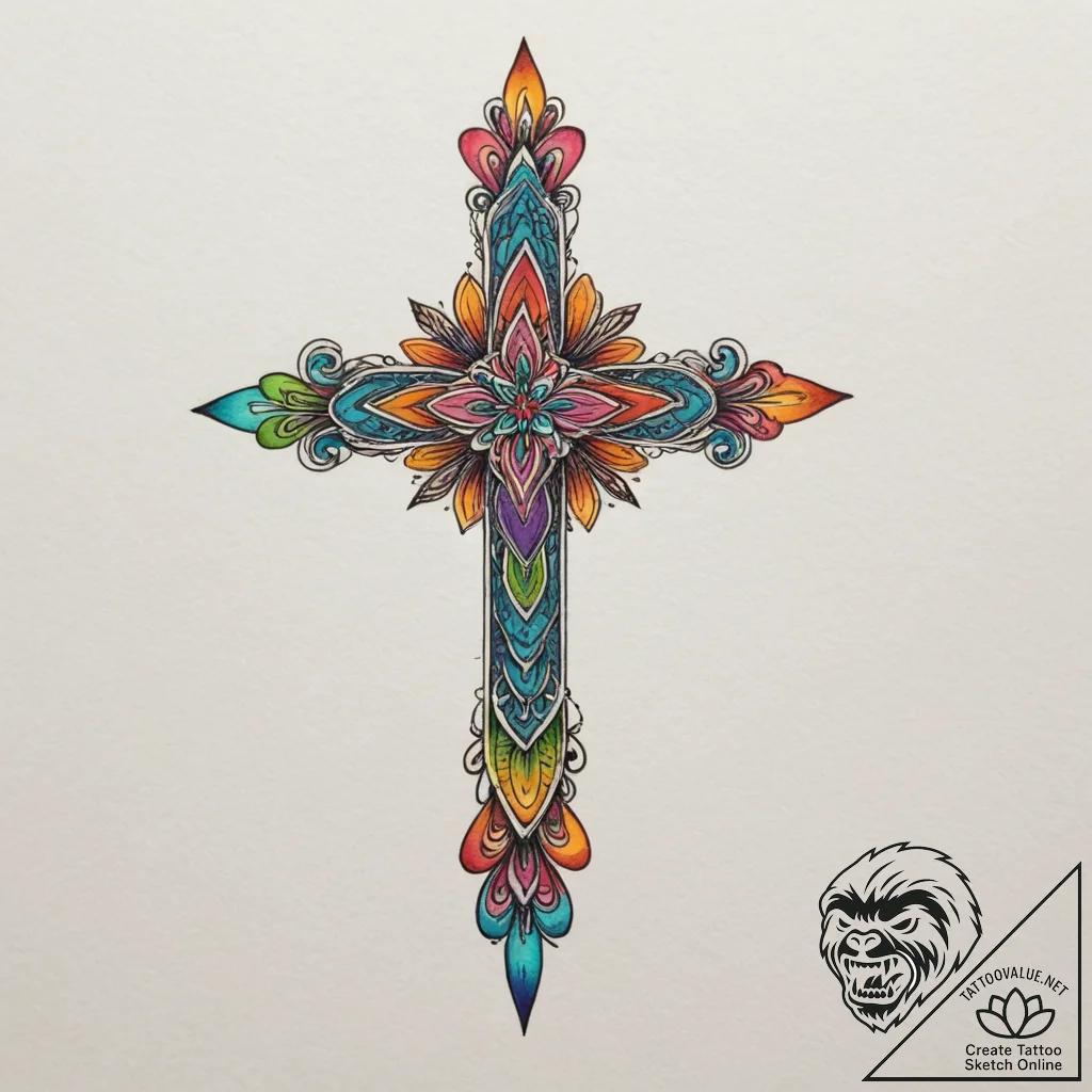 Indian, tattoo drawing outline, vibrant color... - tattoo sketch (№1754625921_0, 08.08.2025 04:05) — tattoovalue.net