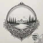 A shot through a crystal ball, showing an inv… – tattoo sketch (№1754626521_0, 08.08.2025 04:15) — tattoovalue.net