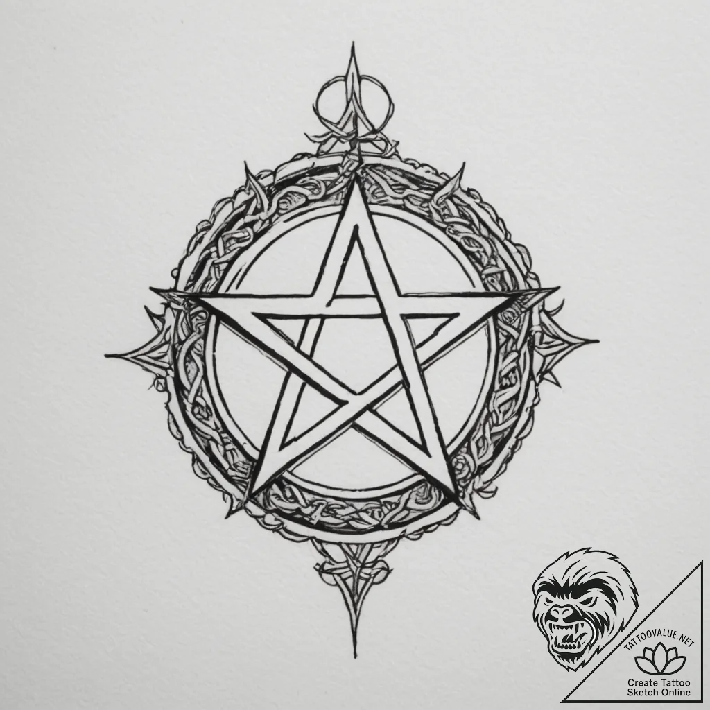 Pentacle - tattoo sketch (№1754626917_0, 08.08.2025 04:21) — tattoovalue.net