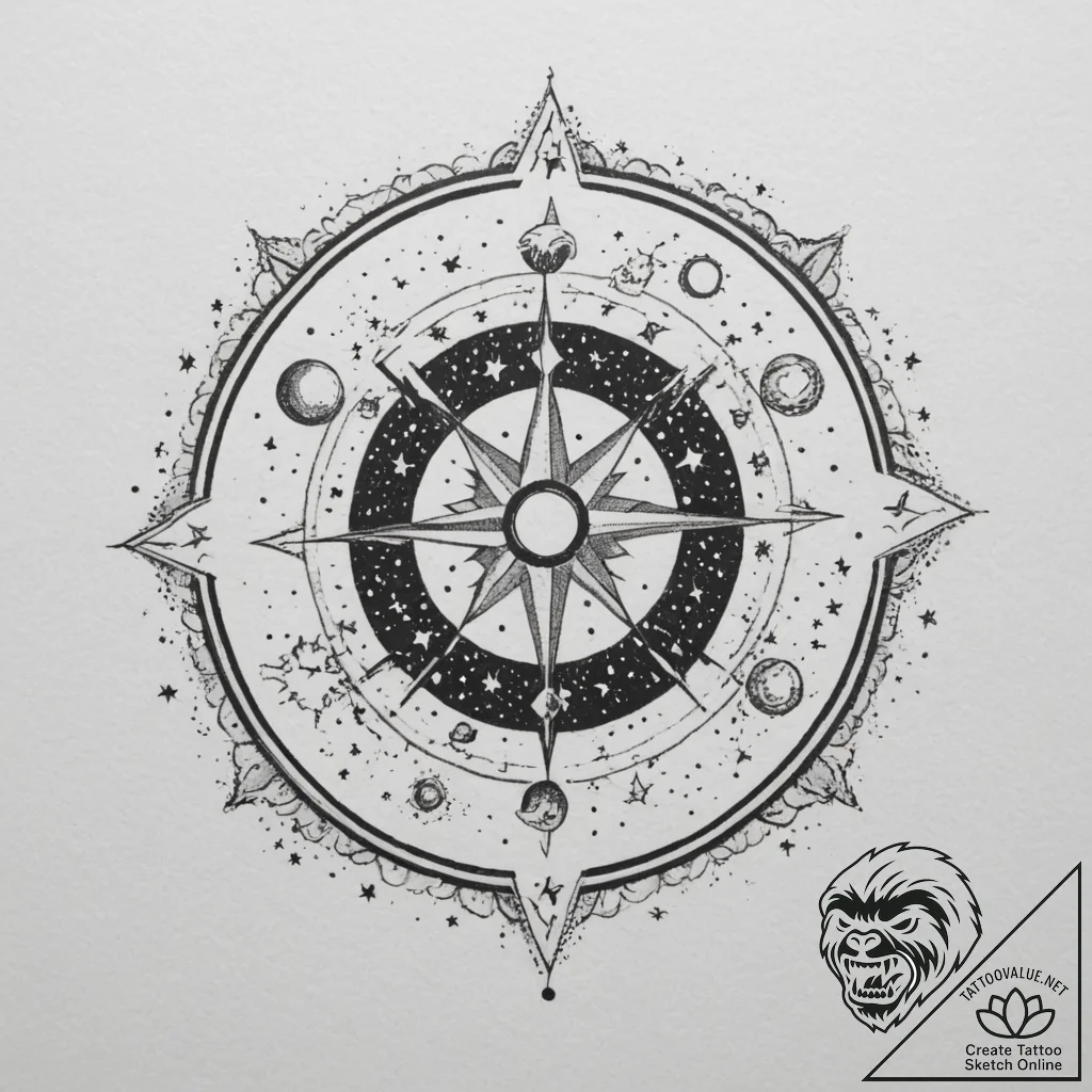Tattoo design a cosmic dotwork sky with the z... - tattoo sketch (№1754627911_0, 08.08.2025 04:38) — tattoovalue.net
