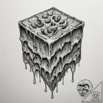 A close-up of a melting ice cube., ink illust… – tattoo sketch (№1754628900_0, 08.08.2025 04:55) — tattoovalue.net
