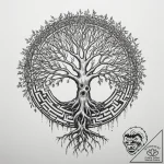 A tree with its roots exposed, forming a laby… – tattoo sketch (№1754629690_0, 08.08.2025 05:08) — tattoovalue.net