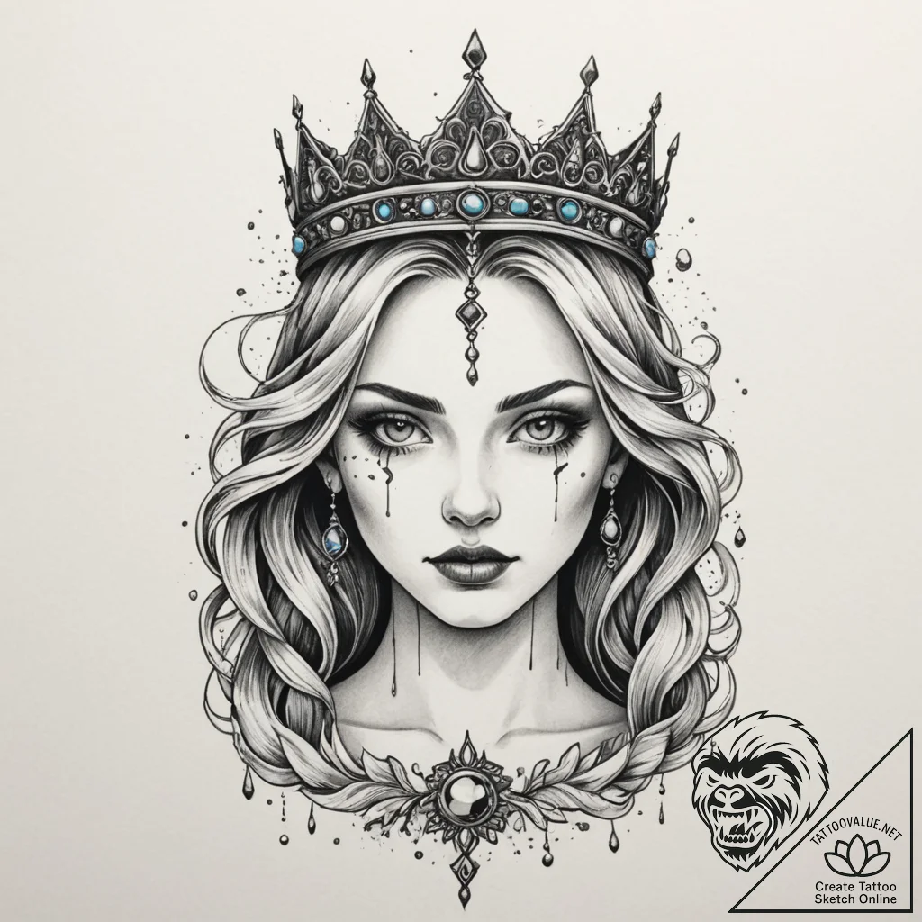 Tattoo design: a portrait of marzanna, with e... - tattoo sketch (№1754629888_0, 08.08.2025 05:11) — tattoovalue.net