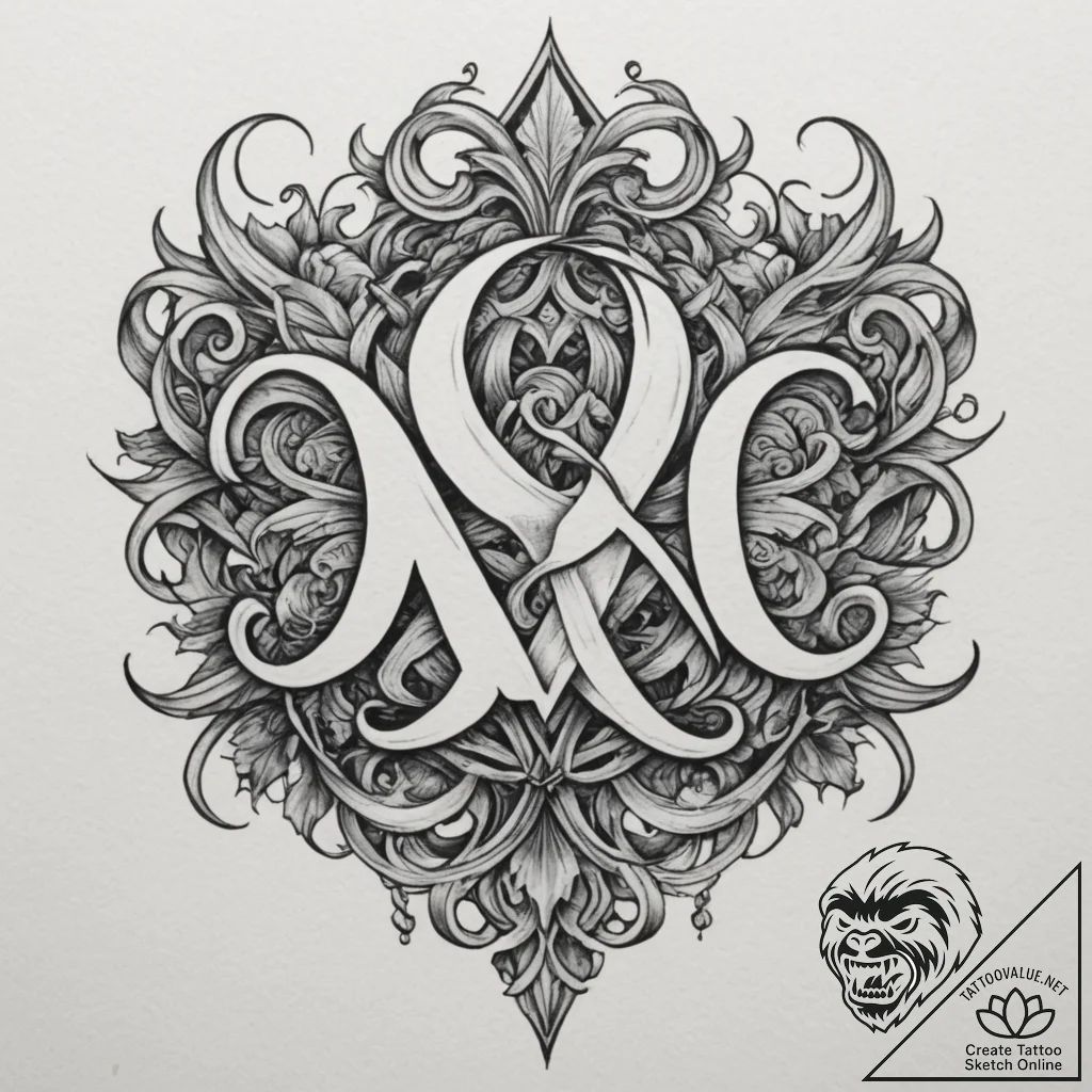 Tattoo design a stylized "noob" text crossed... - tattoo sketch (№1754630286_0, 08.08.2025 05:18) — tattoovalue.net