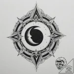 Tattoo design: a solar eclipse motif, with da… – tattoo sketch (№1754631277_0, 08.08.2025 05:34) — tattoovalue.net