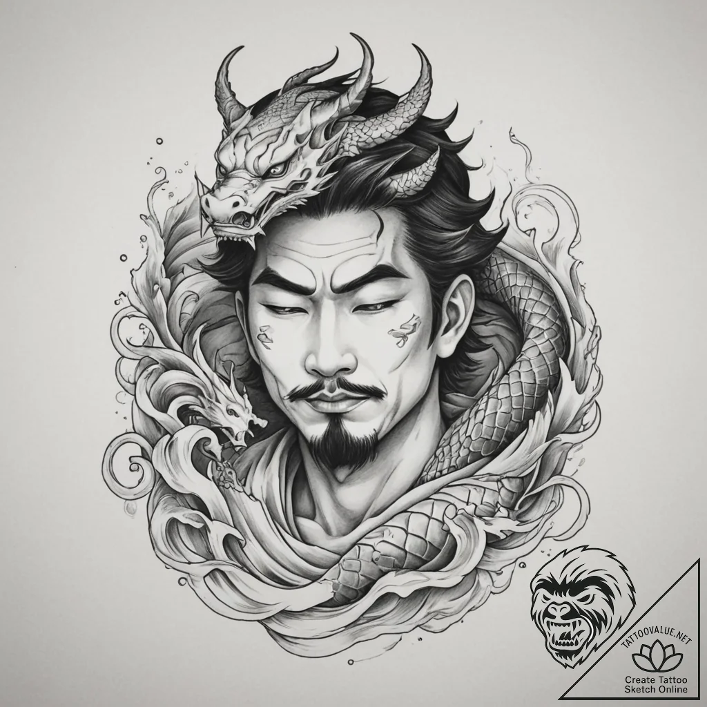 A tired but happy new father holding his slee... - tattoo sketch (№1754631476_0, 08.08.2025 05:37) — tattoovalue.net