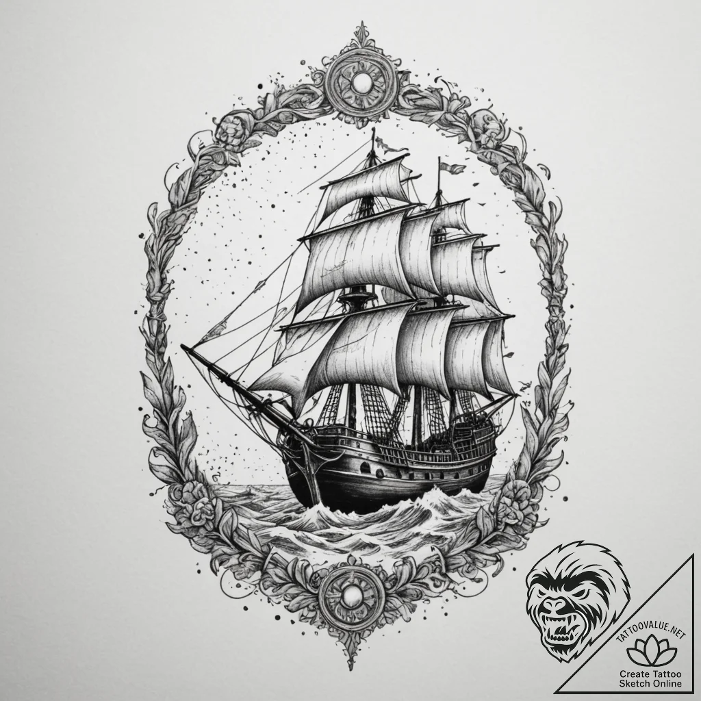 The ship naglfar from norse mythology, artist... - tattoo sketch (№1754632271_0, 08.08.2025 05:51) — tattoovalue.net