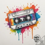 A retro cassette tape unspooling, ink illustr… – tattoo sketch (№1754634851_0, 08.08.2025 06:34) — tattoovalue.net