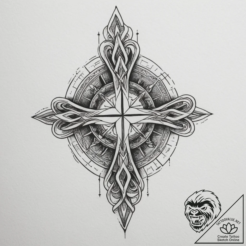 113. tattoo sketch: "istok" rune as the begin... - tattoo sketch (№1754635445_0, 08.08.2025 06:44) — tattoovalue.net