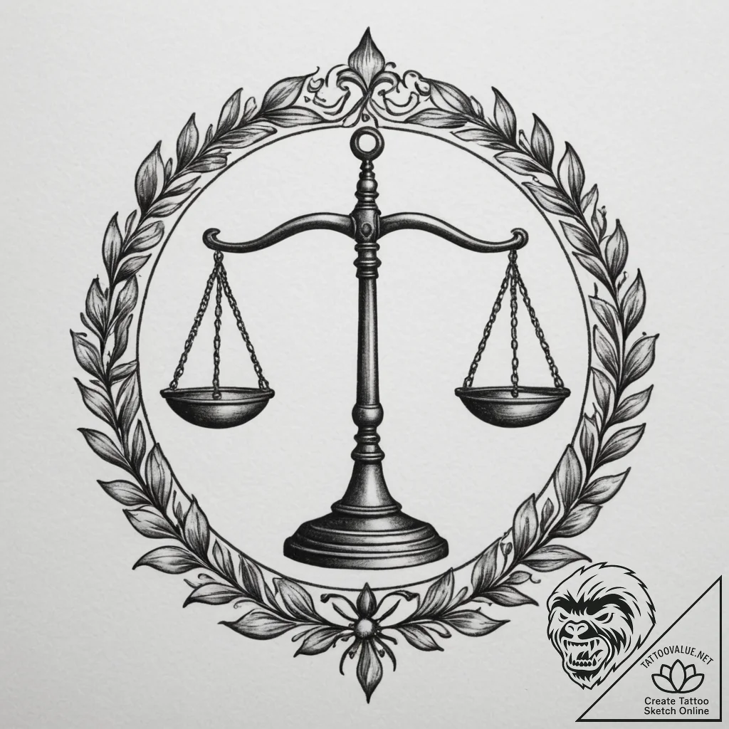 Tattoo sketch libra's scales, appearing as a... - tattoo sketch (№1754636437_0, 08.08.2025 07:00) — tattoovalue.net