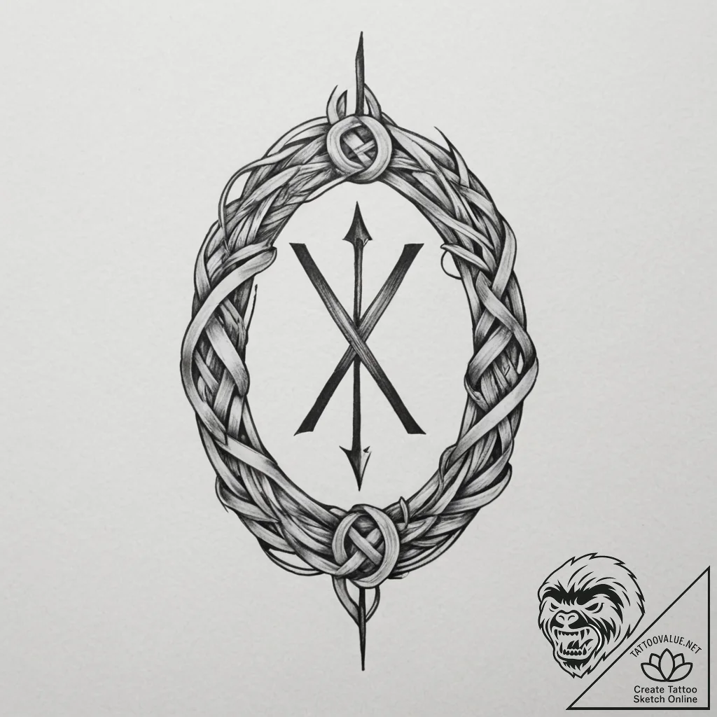 A tattoo of the slavic rune "bereginya" (prot... - tattoo sketch (№1754636636_0, 08.08.2025 07:03) — tattoovalue.net