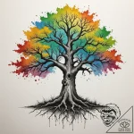 Tattoo design a powerful oak tree, its roots… – tattoo sketch (№1754636835_0, 08.08.2025 07:07) — tattoovalue.net