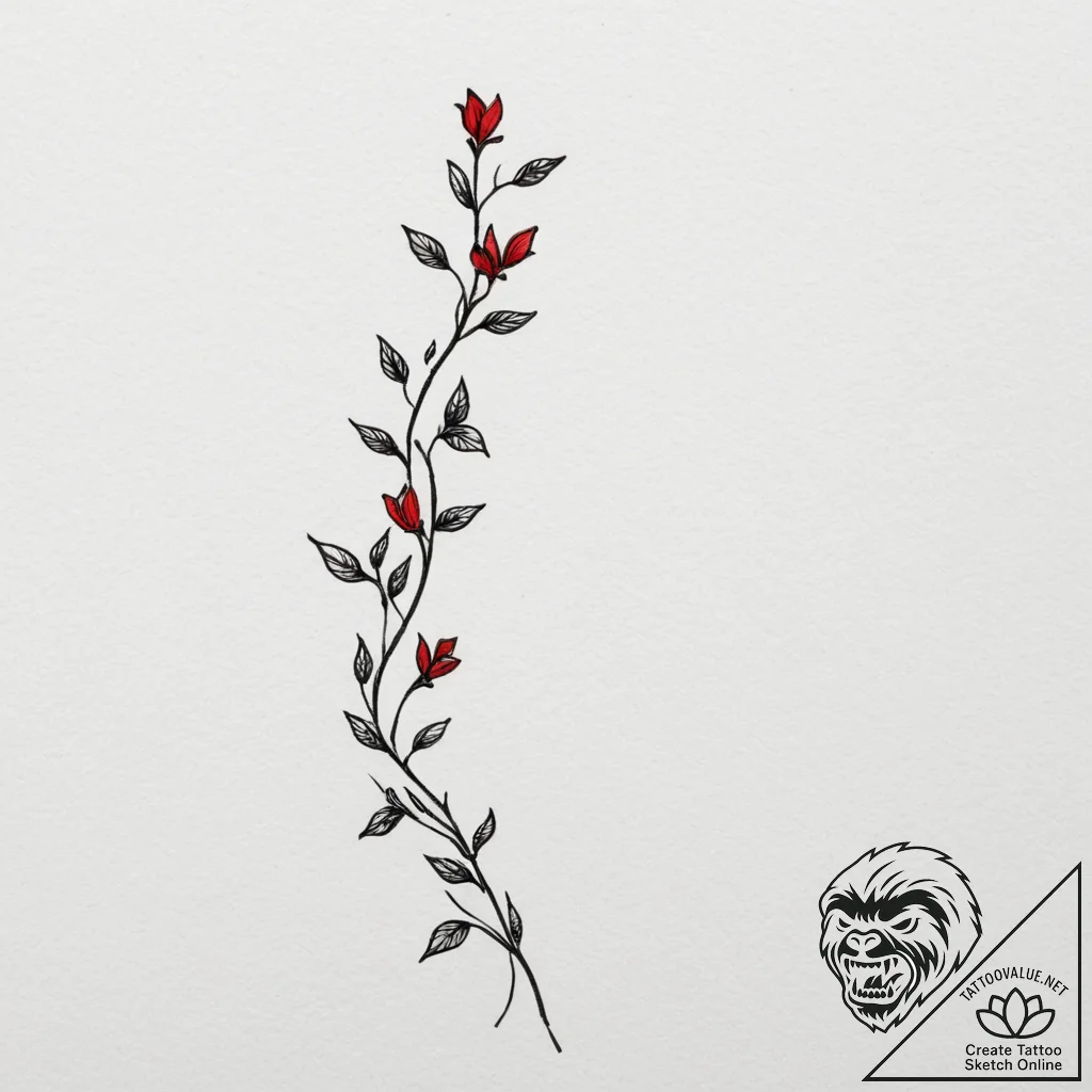 Tattoo sketch a delicate vine wrapping around... - tattoo sketch (№1754637629_0, 08.08.2025 07:20) — tattoovalue.net
