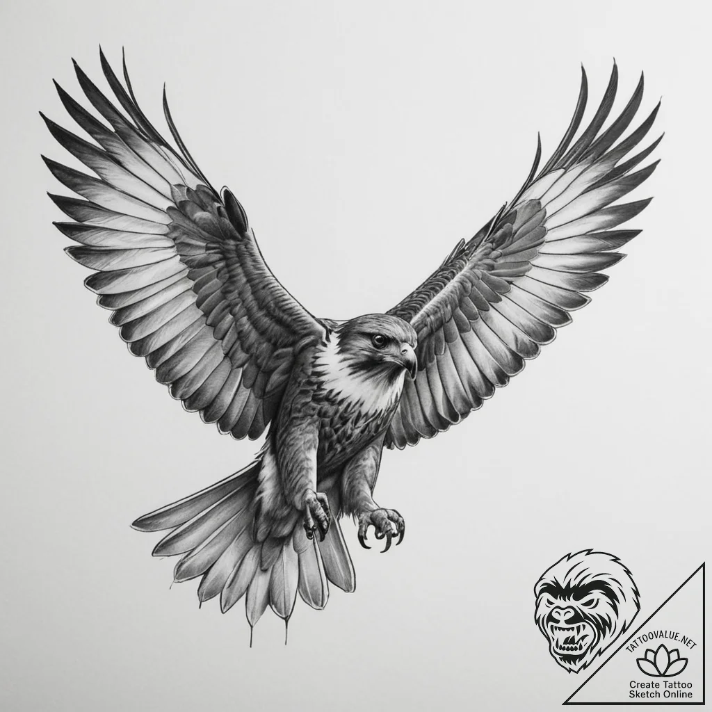 Tattoo sketch a swift falcon or hawk, for pre... - tattoo sketch (№1754638225_0, 08.08.2025 07:30) — tattoovalue.net