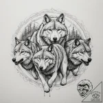 Tattoo sketch a wolf pack in full stride, for… – tattoo sketch (№1754638423_0, 08.08.2025 07:33) — tattoovalue.net