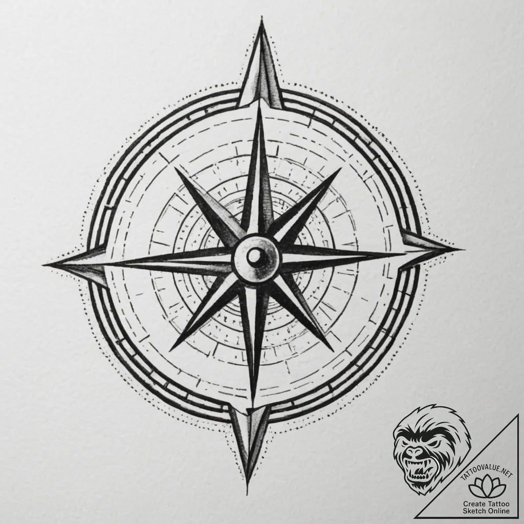 Tattoo sketch a pair of compasses, one showin... - tattoo sketch (№1754638623_0, 08.08.2025 07:37) — tattoovalue.net