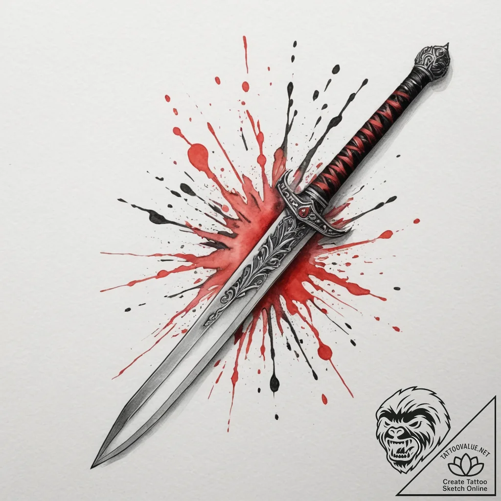 A nichirin sword from demon slayer, concept a... - tattoo sketch (№1754639020_0, 08.08.2025 07:43) — tattoovalue.net