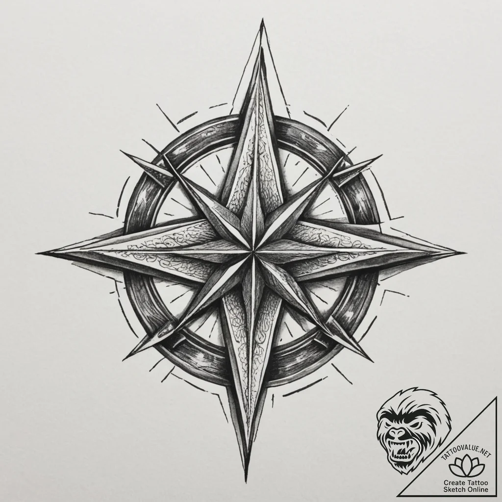 Five-pointed star, concept art for tattoo, de... - tattoo sketch (№1754639811_0, 08.08.2025 07:56) — tattoovalue.net
