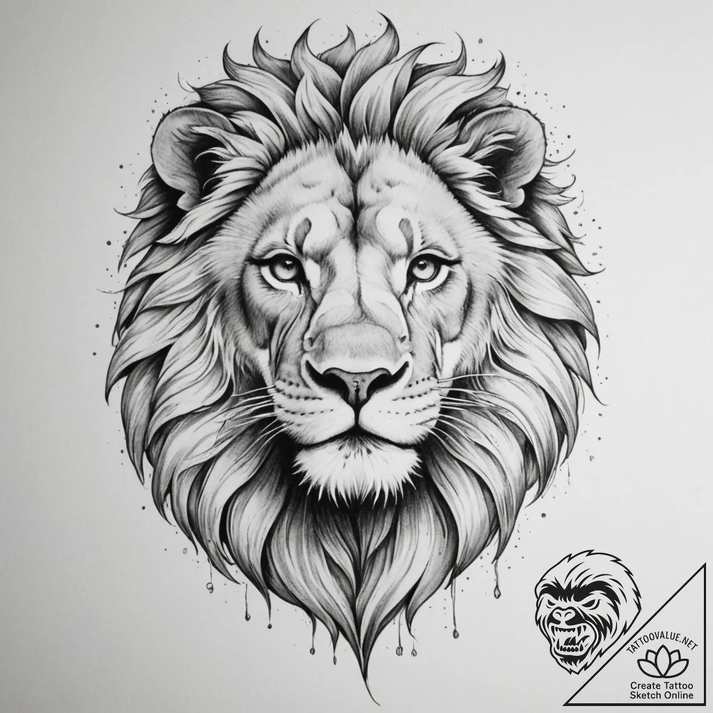 Tattoo sketch a majestic leo lion's face, bro... - tattoo sketch (№1754640806_0, 08.08.2025 08:13) — tattoovalue.net