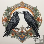 Huginn and muninn (odin’s ravens), tattoo dra… – tattoo sketch (№1754642195_0, 08.08.2025 08:36) — tattoovalue.net
