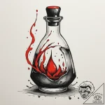 Tattoo sketch a potion bottle labeled “mana”… – tattoo sketch (№1754643787_0, 08.08.2025 09:03) — tattoovalue.net