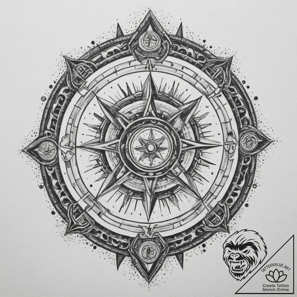 Tattoo sketch a zodiac symbol as a gate or po... - tattoo sketch (№1754644384_0, 08.08.2025 09:13) — tattoovalue.net