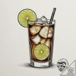 A shot of a glass of cola with ice and a lime… – tattoo sketch (№1754644782_0, 08.08.2025 09:19) — tattoovalue.net