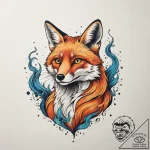 A fox made of swirling smoke, ink illustratio… – tattoo sketch (№1754645378_0, 08.08.2025 09:29) — tattoovalue.net