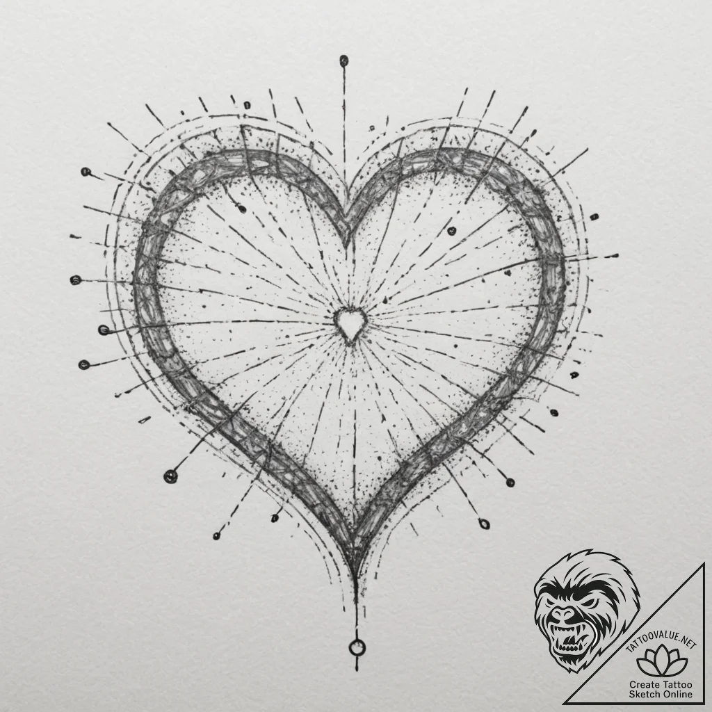 Tattoo design a simple heart outline with a t... - tattoo sketch (№1754645577_0, 08.08.2025 09:32) — tattoovalue.net