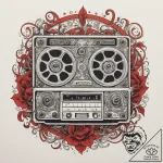 Reel-to-reel tape player, ink illustration fo… – tattoo sketch (№1754646369_0, 08.08.2025 09:46) — tattoovalue.net