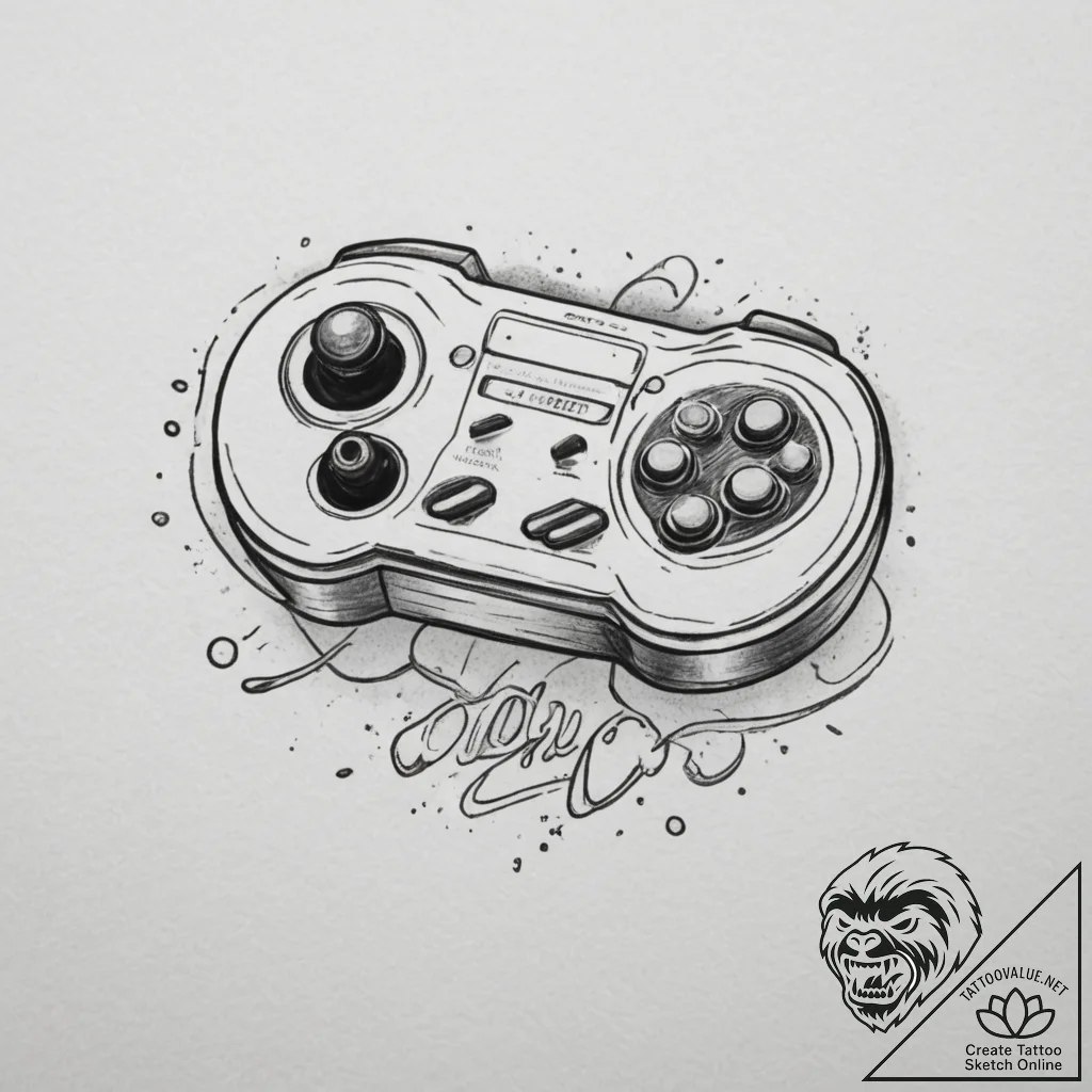 Tattoo design an old-school arcade joystick w... - tattoo sketch (№1754647162_0, 08.08.2025 09:59) — tattoovalue.net