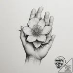 Tattoo sketch a hand holding a single, delica… – tattoo sketch (№1754648151_0, 08.08.2025 10:15) — tattoovalue.net