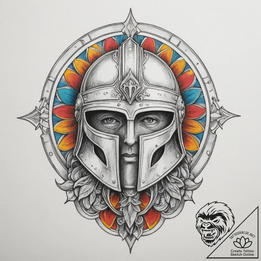 Tattoo sketch a roman legionnaire's helmet wi... - tattoo sketch (№1754648350_0, 08.08.2025 10:19) — tattoovalue.net