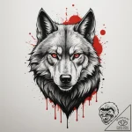 Werewolf, tattoo line art, black and red ink,… – tattoo sketch (№1754648547_0, 08.08.2025 10:22) — tattoovalue.net