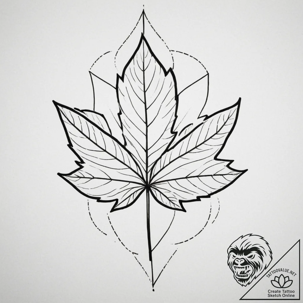 Tattoo design a single, falling autumn leaf w... - tattoo sketch (№1754649936_0, 08.08.2025 10:45) — tattoovalue.net