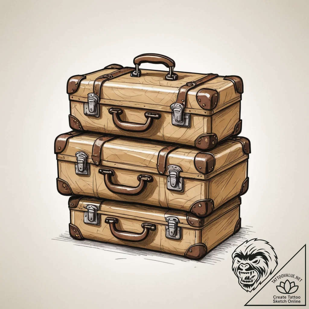 Tattoo sketch a tiny suitcase on one, a trave... - tattoo sketch (№1754650333_0, 08.08.2025 10:52) — tattoovalue.net