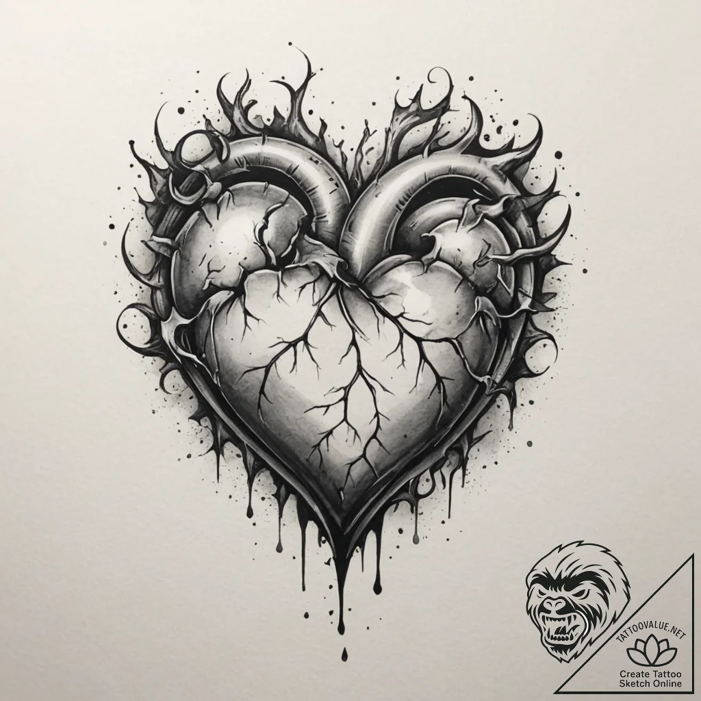 Tattoo sketch a watercolor heart, its colors... - tattoo sketch (№1754650931_0, 08.08.2025 11:02) — tattoovalue.net