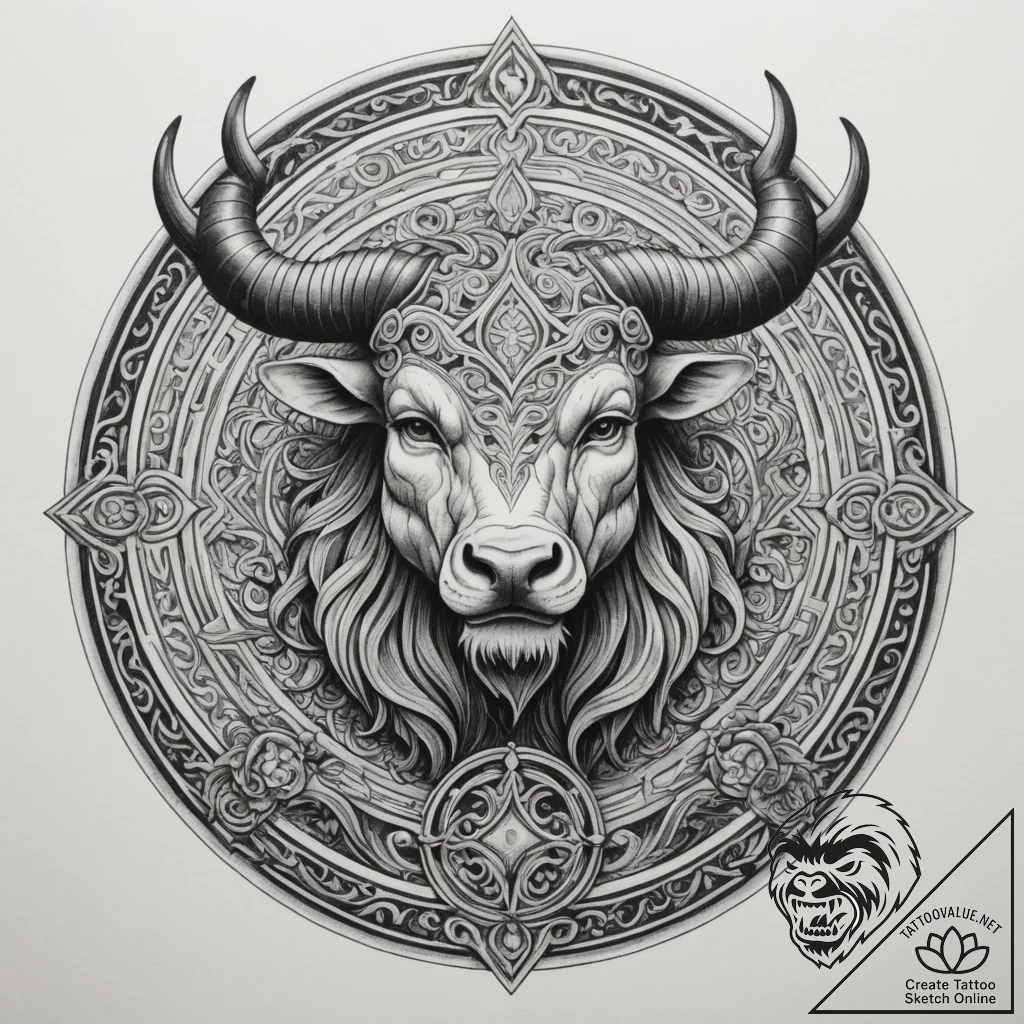 Minotaur in a labyrinth (the scene), artistic... - tattoo sketch (№1754651130_0, 08.08.2025 11:05) — tattoovalue.net