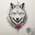 The intense, focused gaze of a wolf in a snow… – tattoo sketch (№1754651329_0, 08.08.2025 11:08) — tattoovalue.net
