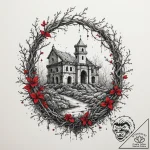 Tattoo design an ancient ruin covered in vine… – tattoo sketch (№1754651728_0, 08.08.2025 11:15) — tattoovalue.net