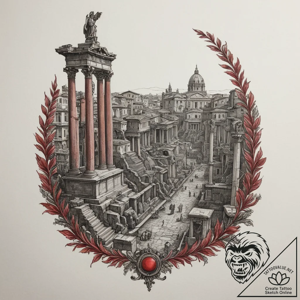 A realistic depiction of an ancient roman for... - tattoo sketch (№1754652917_0, 08.08.2025 11:35) — tattoovalue.net