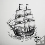 The ship naglfar from norse mythology – tattoo sketch (№1754653508_0, 08.08.2025 11:45) — tattoovalue.net