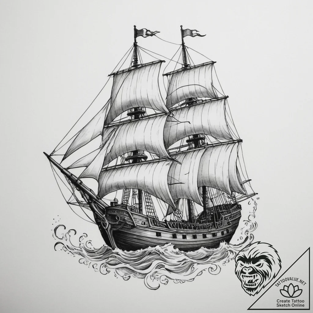 The ship naglfar from norse mythology - tattoo sketch (№1754653508_0, 08.08.2025 11:45) — tattoovalue.net