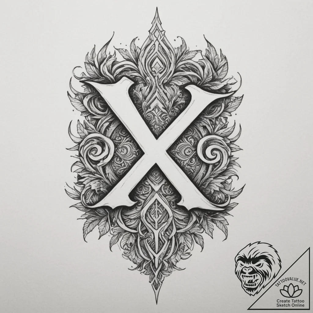 136. tattoo sketch: the rune "ud," depicted b... - tattoo sketch (№1754654702_0, 08.08.2025 12:05) — tattoovalue.net