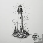 Tattoo sketch a lighthouse lamp, radiating gu… – tattoo sketch (№1754655698_0, 08.08.2025 12:21) — tattoovalue.net