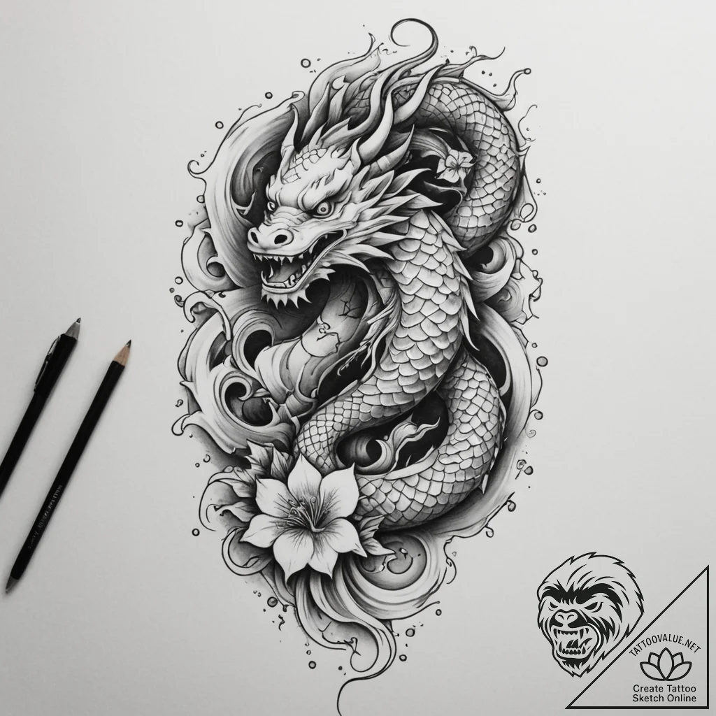 Tattoo design a stylized barbell with weights... - tattoo sketch (№1754655896_0, 08.08.2025 12:24) — tattoovalue.net