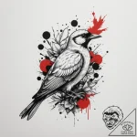 Bird, tattoo drawing outline, trash polka tat… – tattoo sketch (№1754656891_0, 08.08.2025 12:41) — tattoovalue.net