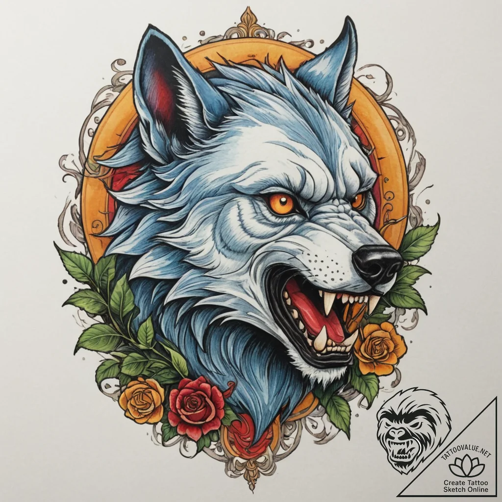 A werewolf mid-transformation, concept art fo... - tattoo sketch (№1754657883_0, 08.08.2025 12:58) — tattoovalue.net